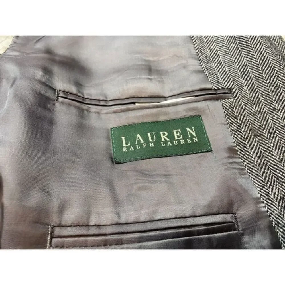 Lauren Ralph Lauren Sport‎ Coat Jacket Men 43 R Brown Tweed Wool Herringbone